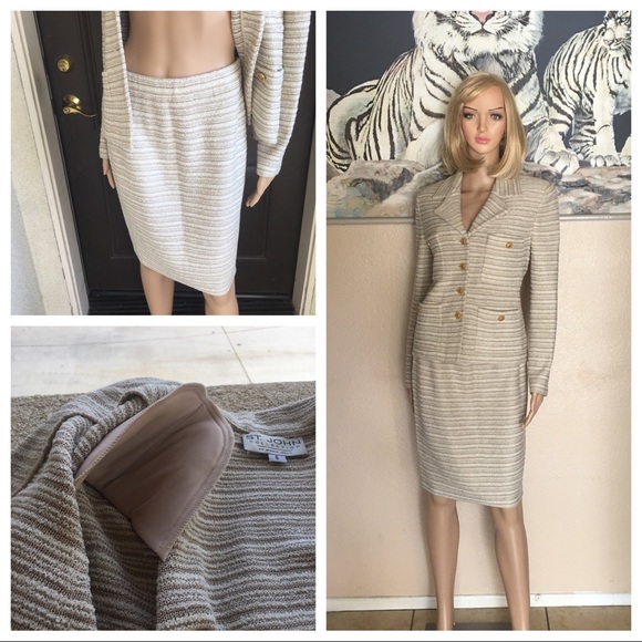 St. John collection beige/gold suit size 6 - Picture 5 of 8